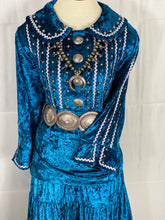 Load image into Gallery viewer, Blue Round Collar With Pin Tucks and Silver Ric-Rac Trim Set
